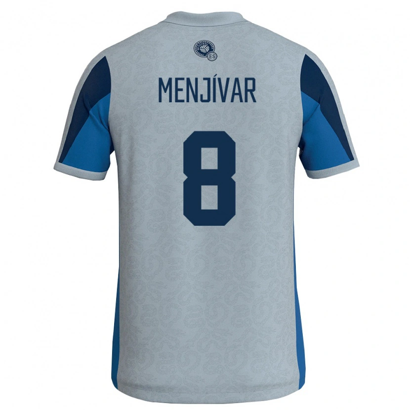 Danxen Kvinnor El Salvador Wálter Menjívar #8 Vit Himmelblå Bortatröja Matchtröjor 26-28 Tröjor T-Tröja