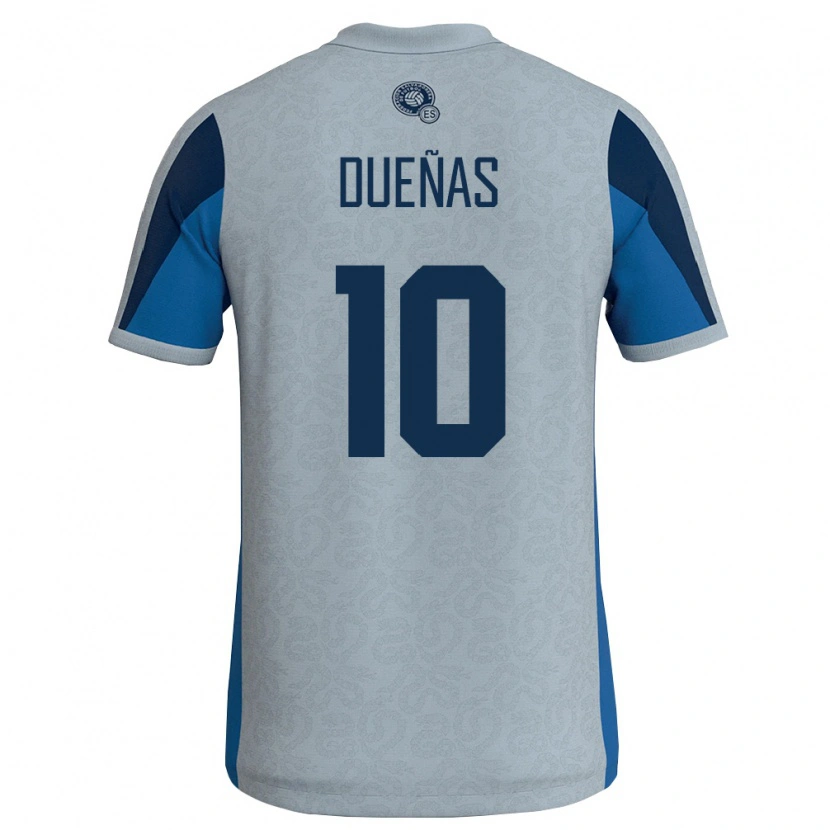 Danxen Kvinnor El Salvador Enrico Dueñas #10 Vit Himmelblå Bortatröja Matchtröjor 26-28 Tröjor T-Tröja