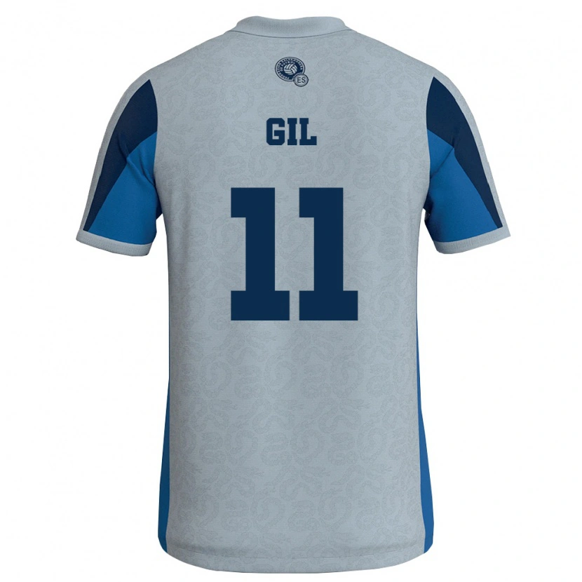 Danxen Kvinnor El Salvador Cristian Gil #11 Vit Himmelblå Bortatröja Matchtröjor 26-28 Tröjor T-Tröja
