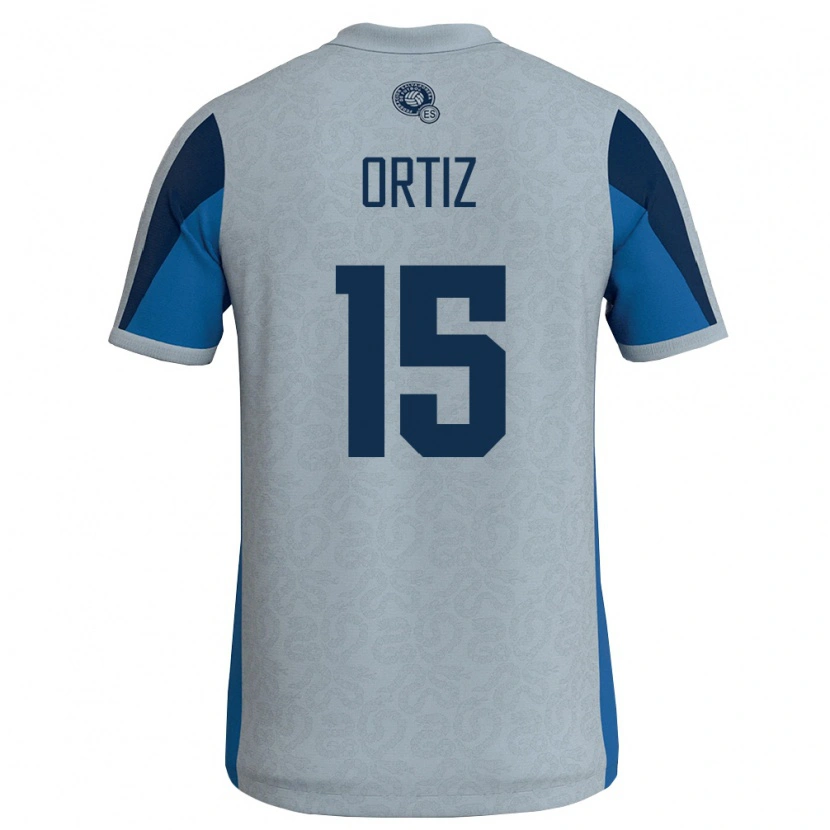Danxen Kvinnor El Salvador Edwin Ortiz #15 Vit Himmelblå Bortatröja Matchtröjor 26-28 Tröjor T-Tröja