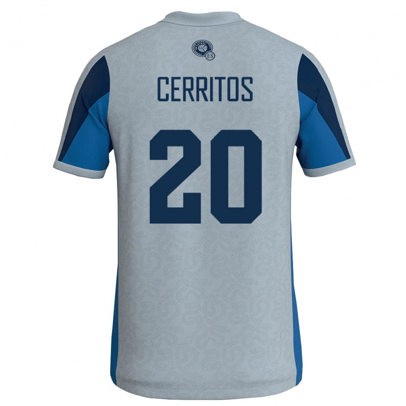 Danxen Kvinnor El Salvador Mauricio Cerritos #20 Vit Himmelblå Bortatröja Matchtröjor 26-28 Tröjor T-Tröja