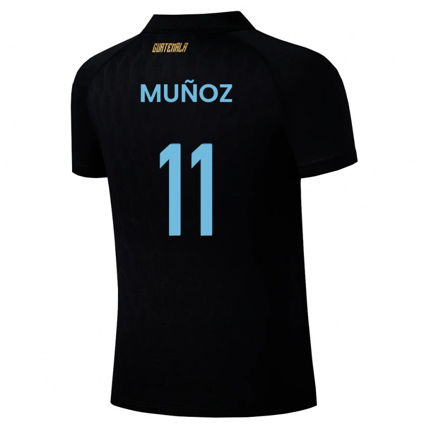 Danxen Kvinnor Gwatemala Rudy Muñoz #11 Svart Himmelblå Vit Bortatröja Matchtröjor 26-28 Tröjor T-Tröja