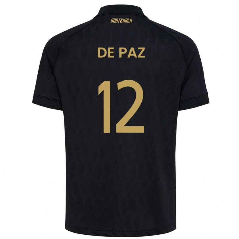 Danxen Kvinnor Gwatemala Mario De Paz #12 Svart Himmelblå Vit Bortatröja Matchtröjor 26-28 Tröjor T-Tröja