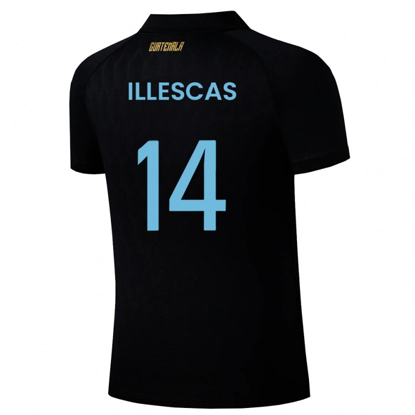 Danxen Kvinnor Gwatemala Kevin Illescas #14 Svart Himmelblå Vit Bortatröja Matchtröjor 26-28 Tröjor T-Tröja