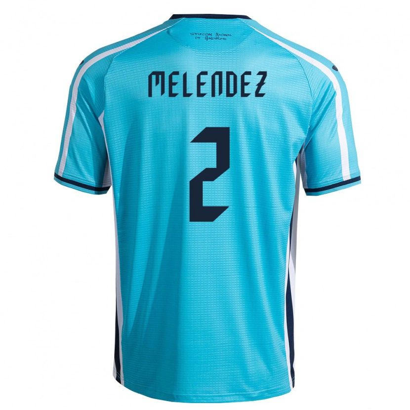 Danxen Kvinnor Honduras Denis Meléndez #2 Himmelblå Marin Bortatröja Matchtröjor 26-28 Tröjor T-Tröja