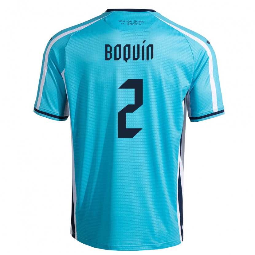 Danxen Kvinnor Honduras Stiven Boquín #2 Himmelblå Marin Bortatröja Matchtröjor 26-28 Tröjor T-Tröja