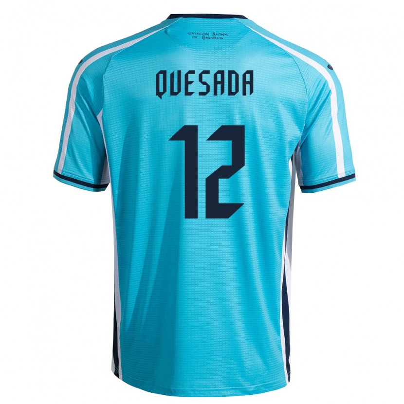 Danxen Kvinnor Honduras Juan Quesada #12 Himmelblå Marin Bortatröja Matchtröjor 26-28 Tröjor T-Tröja