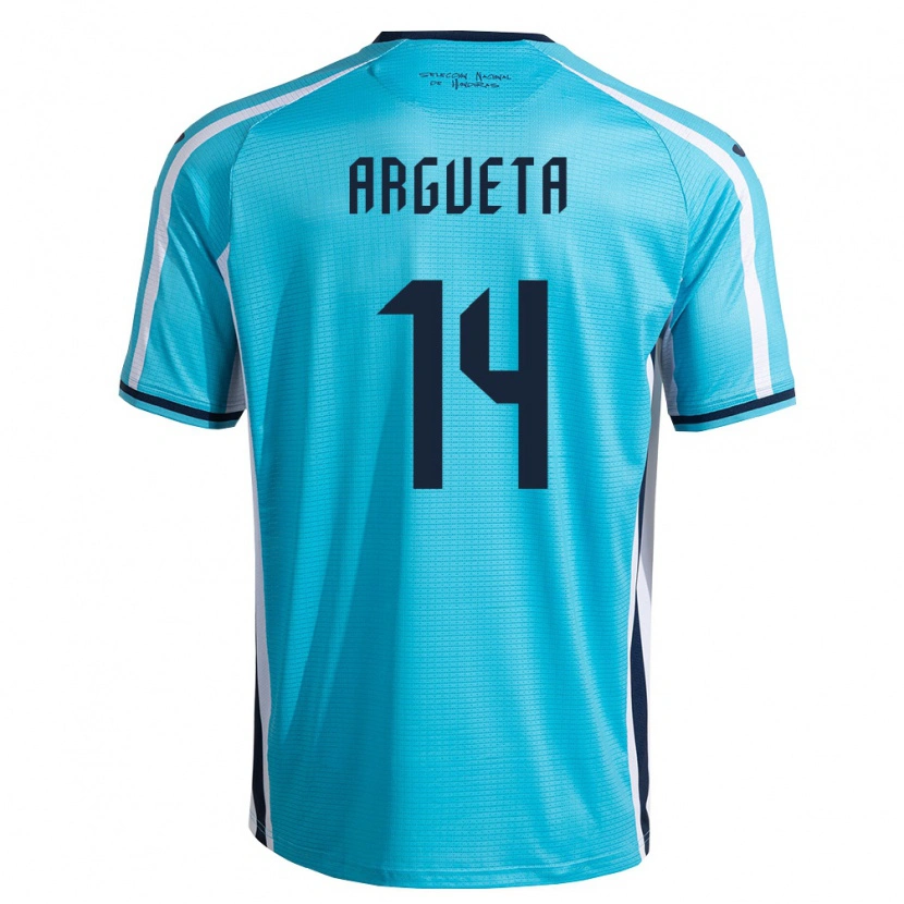 Danxen Kvinnor Honduras Carlos Argueta #14 Himmelblå Marin Bortatröja Matchtröjor 26-28 Tröjor T-Tröja