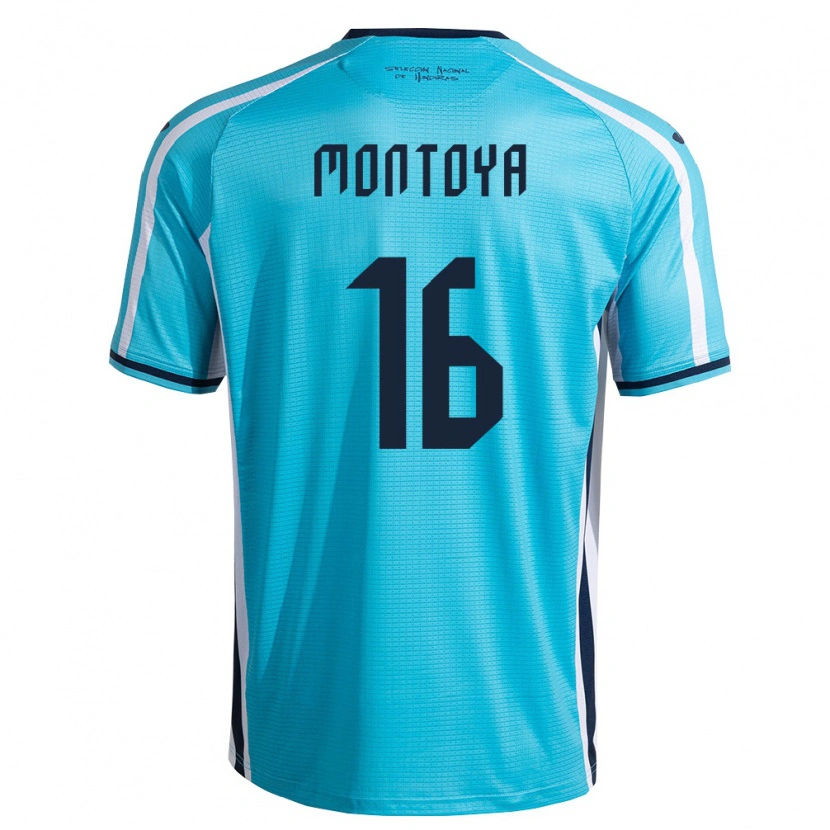 Danxen Kvinnor Honduras Luis Montoya #16 Himmelblå Marin Bortatröja Matchtröjor 26-28 Tröjor T-Tröja