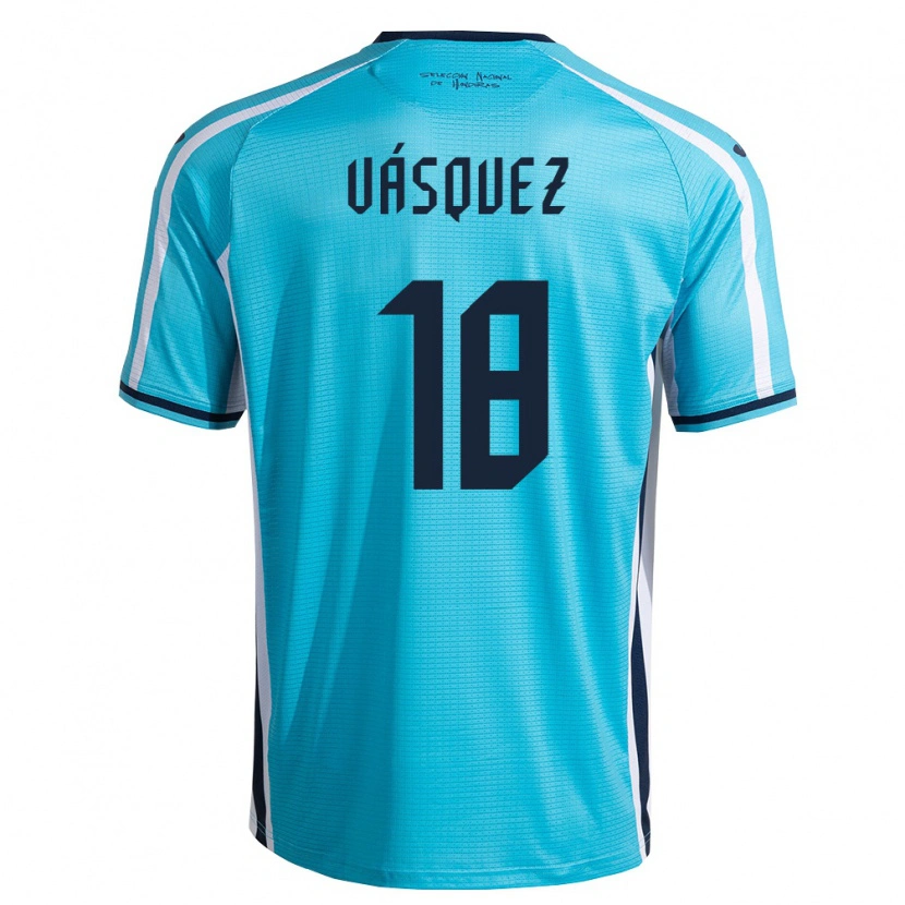 Danxen Kvinnor Honduras Mathías Vásquez #18 Himmelblå Marin Bortatröja Matchtröjor 26-28 Tröjor T-Tröja