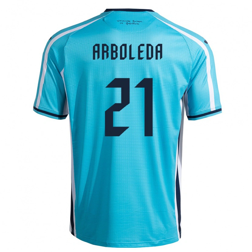 Danxen Kvinnor Honduras Yustin Arboleda #21 Himmelblå Marin Bortatröja Matchtröjor 26-28 Tröjor T-Tröja