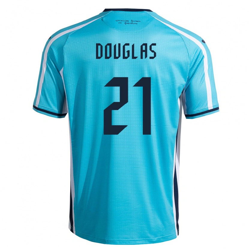 Danxen Kvinnor Honduras Douglas Martínez #21 Himmelblå Marin Bortatröja Matchtröjor 26-28 Tröjor T-Tröja