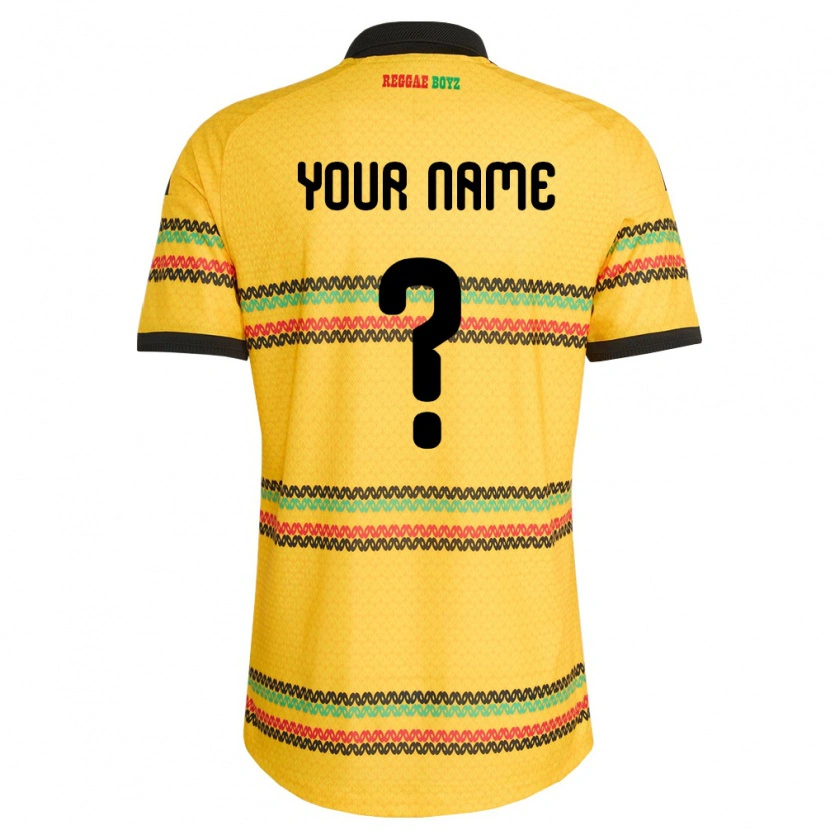 Danxen Barn Jamaica Ditt Namn #0 Gul Svart Grön Hemmatröja Matchtröjor 26-28 Tröjor T-Tröja