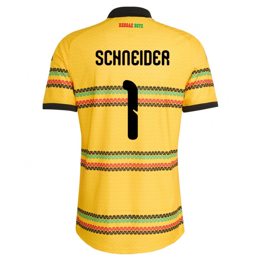 Danxen Barn Jamaica Sydney Schneider #1 Gul Svart Grön Hemmatröja Matchtröjor 26-28 Tröjor T-Tröja