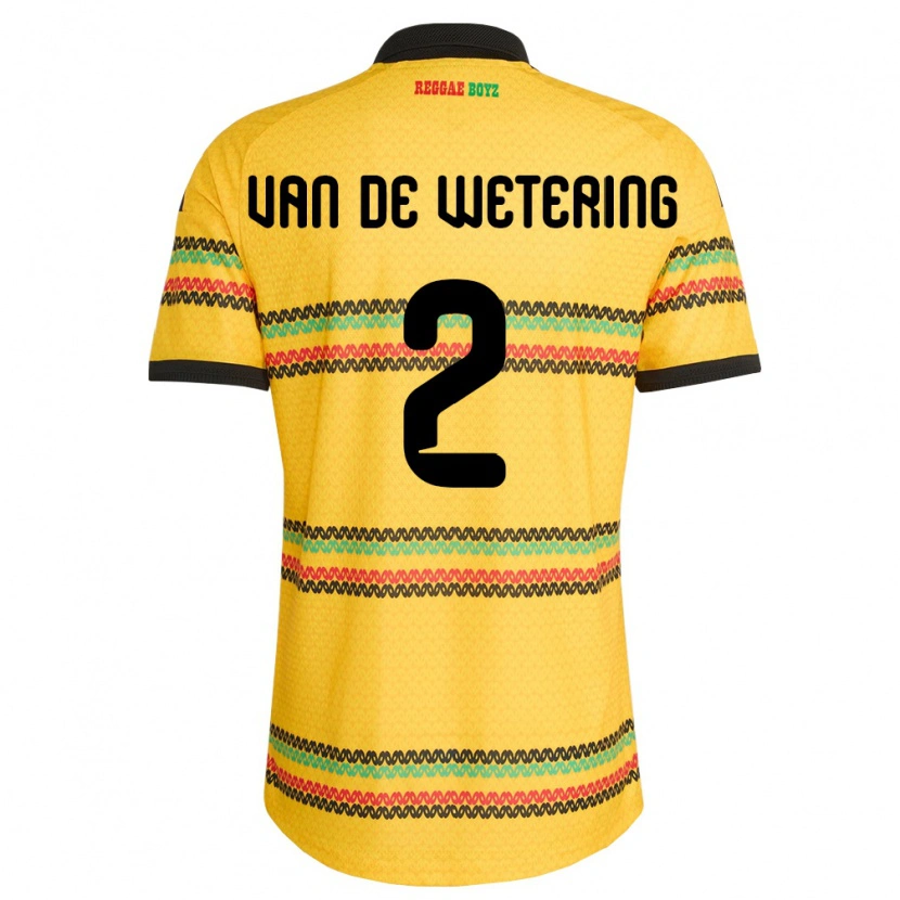 Danxen Barn Jamaica Marlon Van De Wetering #2 Gul Svart Grön Hemmatröja Matchtröjor 26-28 Tröjor T-Tröja