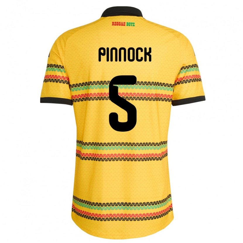 Danxen Barn Jamaica Ethan Pinnock #5 Gul Svart Grön Hemmatröja Matchtröjor 26-28 Tröjor T-Tröja