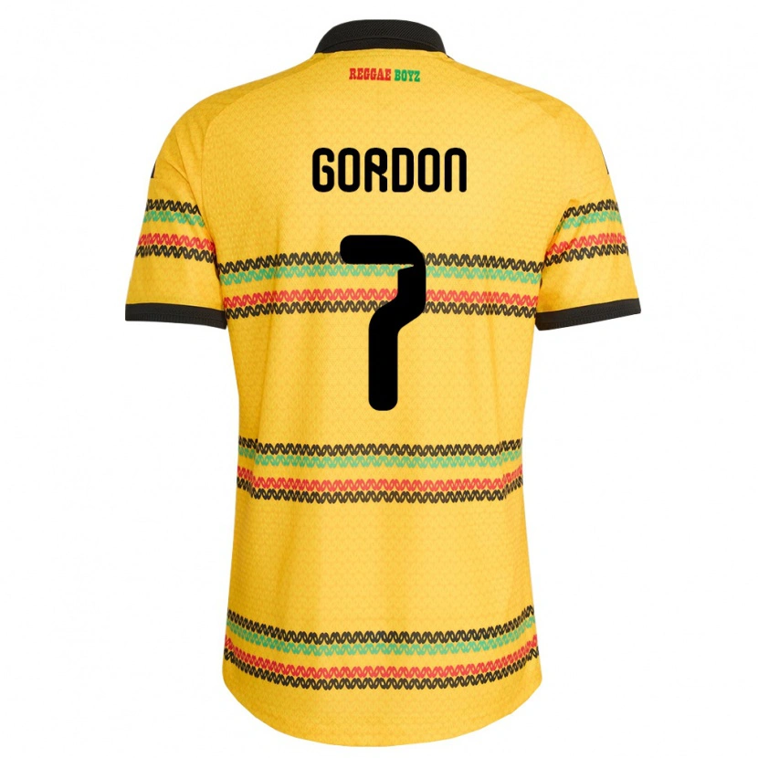 Danxen Barn Jamaica Robino Gordon #7 Gul Svart Grön Hemmatröja Matchtröjor 26-28 Tröjor T-Tröja