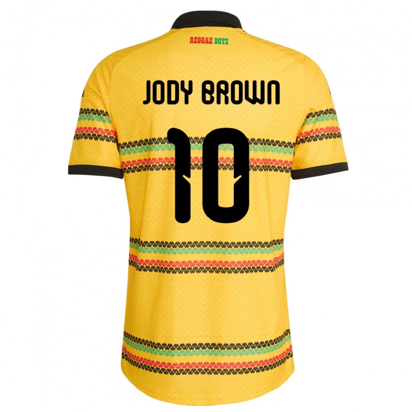 Danxen Barn Jamaica Jody Brown #10 Gul Svart Grön Hemmatröja Matchtröjor 26-28 Tröjor T-Tröja