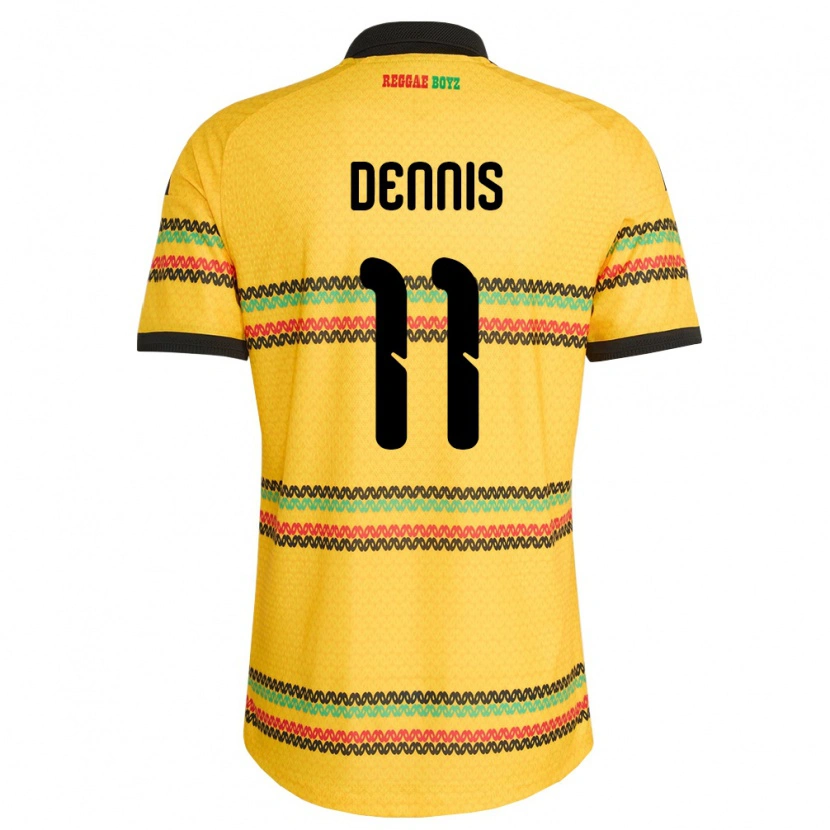 Danxen Barn Jamaica Jamoy Dennis #11 Gul Svart Grön Hemmatröja Matchtröjor 26-28 Tröjor T-Tröja