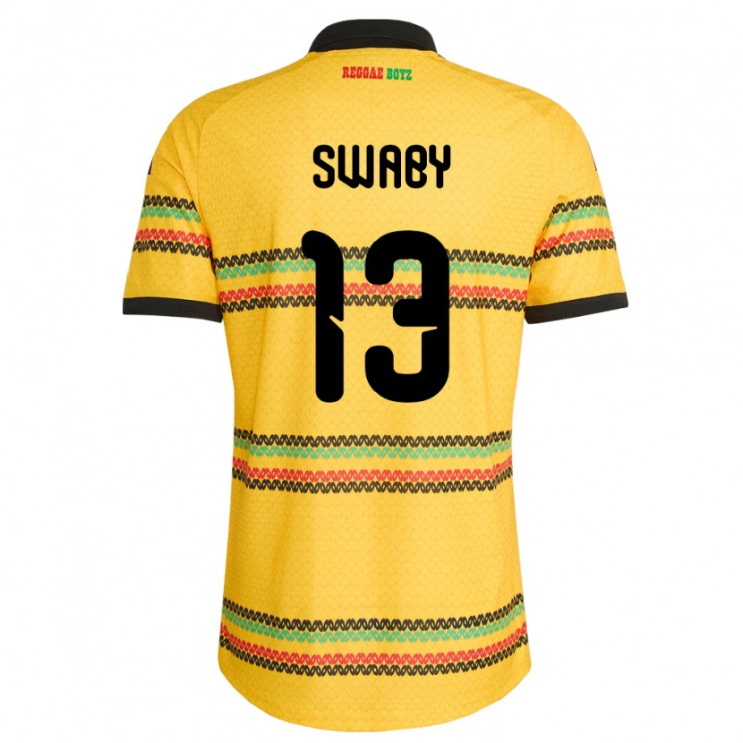 Danxen Barn Jamaica Allyson Swaby #13 Gul Svart Grön Hemmatröja Matchtröjor 26-28 Tröjor T-Tröja