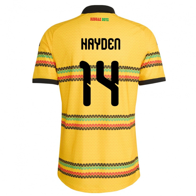 Danxen Barn Jamaica Isaac Hayden #14 Gul Svart Grön Hemmatröja Matchtröjor 26-28 Tröjor T-Tröja