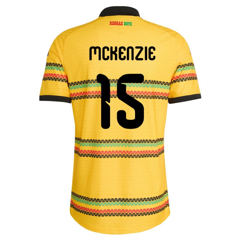 Danxen Barn Jamaica Rajon Mckenzie #15 Gul Svart Grön Hemmatröja Matchtröjor 26-28 Tröjor T-Tröja