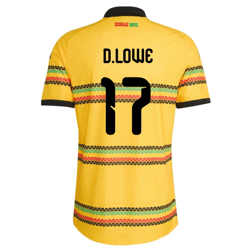 Danxen Barn Jamaica Damion Lowe #17 Gul Svart Grön Hemmatröja Matchtröjor 26-28 Tröjor T-Tröja