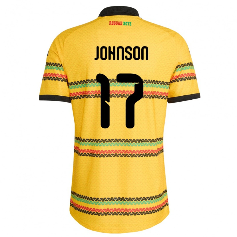 Danxen Barn Jamaica Jabar Johnson #17 Gul Svart Grön Hemmatröja Matchtröjor 26-28 Tröjor T-Tröja