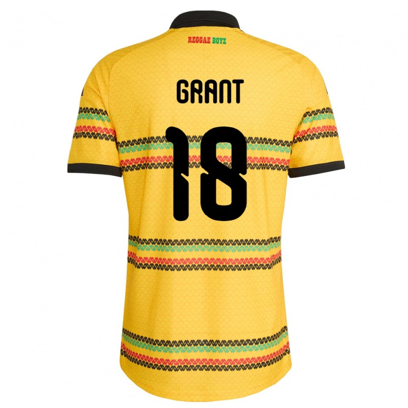 Danxen Barn Jamaica George Grant #18 Gul Svart Grön Hemmatröja Matchtröjor 26-28 Tröjor T-Tröja