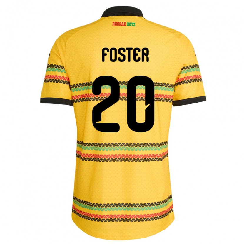 Danxen Barn Jamaica Javan Foster #20 Gul Svart Grön Hemmatröja Matchtröjor 26-28 Tröjor T-Tröja