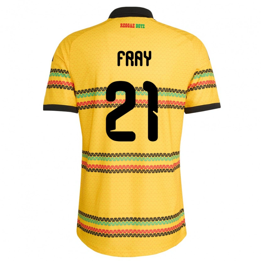 Danxen Barn Jamaica Ian Fray #21 Gul Svart Grön Hemmatröja Matchtröjor 26-28 Tröjor T-Tröja