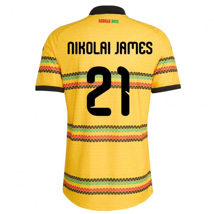 Danxen Barn Jamaica Alex Nikolai James #21 Gul Svart Grön Hemmatröja Matchtröjor 26-28 Tröjor T-Tröja