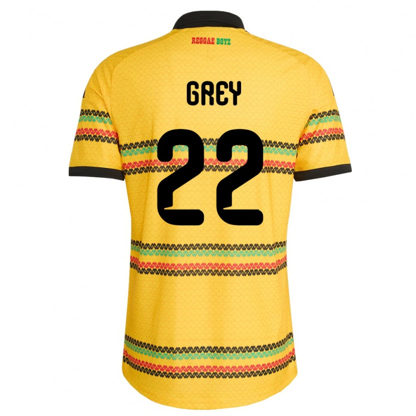 Danxen Barn Jamaica Mireya Grey #22 Gul Svart Grön Hemmatröja Matchtröjor 26-28 Tröjor T-Tröja