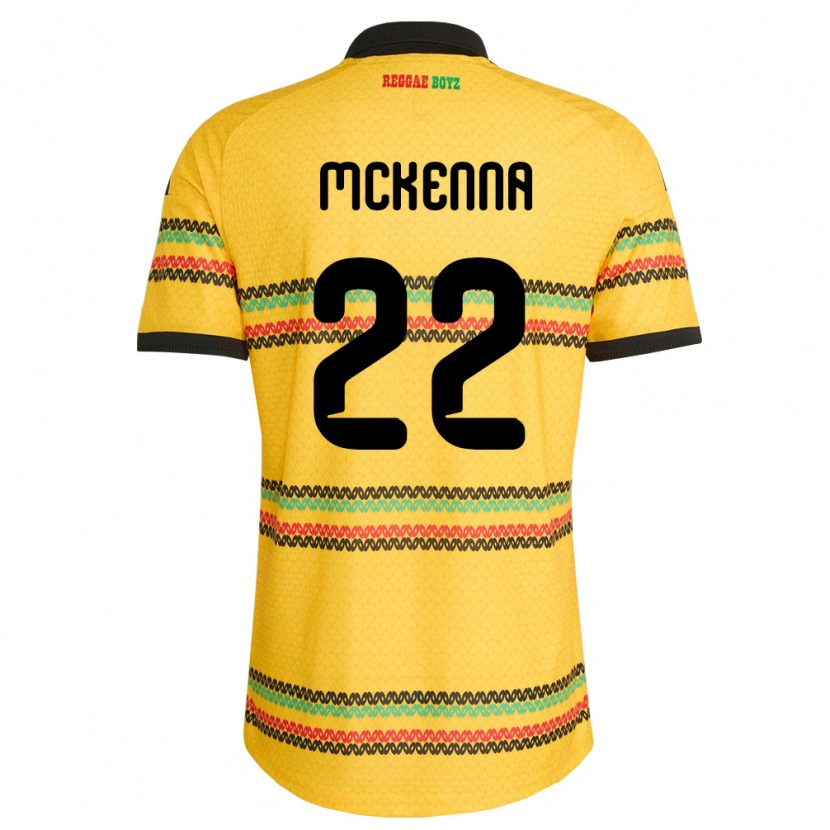 Danxen Barn Jamaica Kayla Mckenna #22 Gul Svart Grön Hemmatröja Matchtröjor 26-28 Tröjor T-Tröja