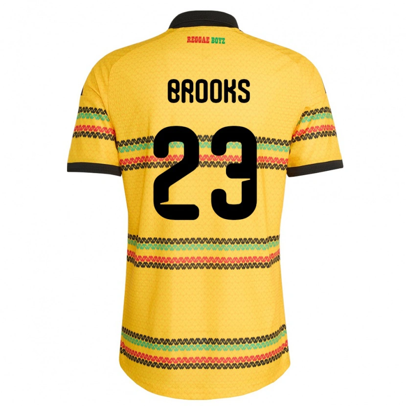 Danxen Barn Jamaica Liya Brooks #23 Gul Svart Grön Hemmatröja Matchtröjor 26-28 Tröjor T-Tröja