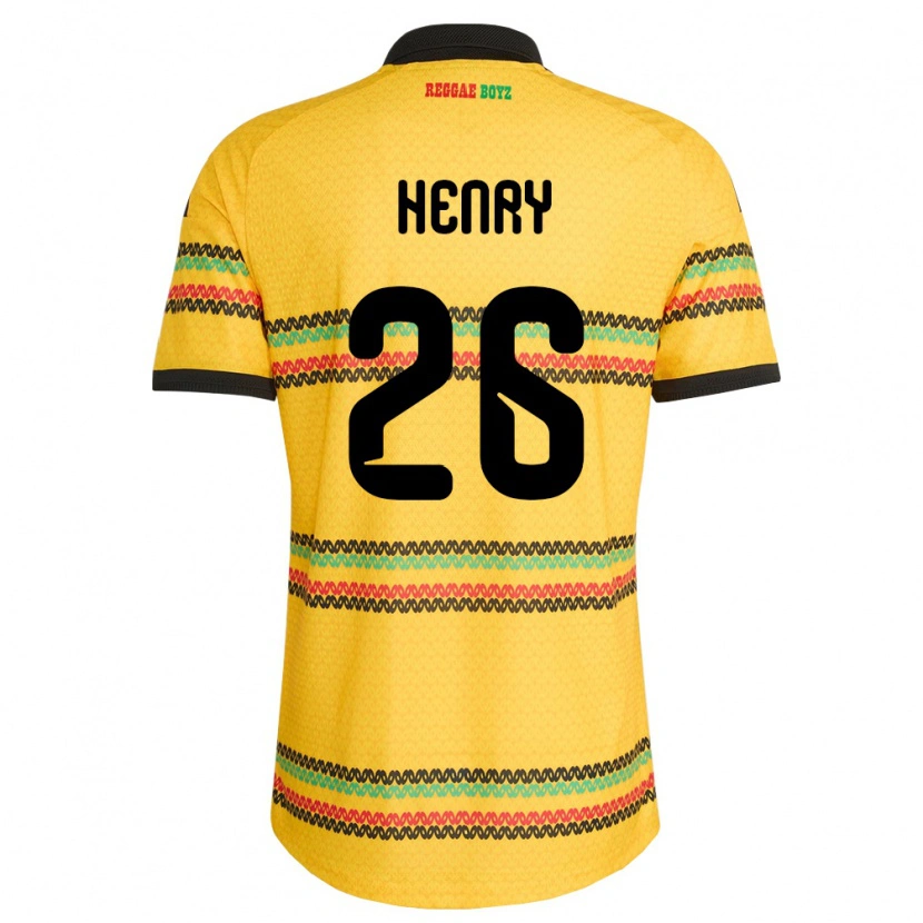 Danxen Barn Jamaica Rico Henry #26 Gul Svart Grön Hemmatröja Matchtröjor 26-28 Tröjor T-Tröja