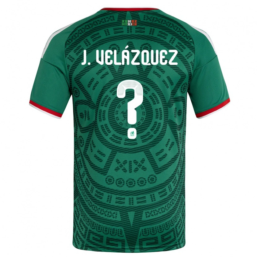 Danxen Barn Mexiko José Velázquez #0 Grön Vit Röd Hemmatröja Matchtröjor 26-28 Tröjor T-Tröja