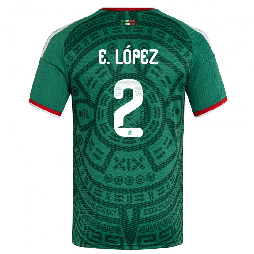 Danxen Barn Mexiko Everardo López #2 Grön Vit Röd Hemmatröja Matchtröjor 26-28 Tröjor T-Tröja