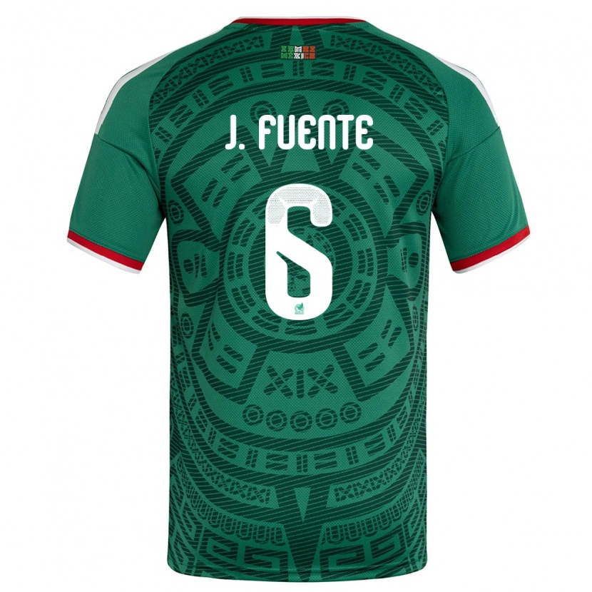 Danxen Barn Mexiko Jonathan De La Fuente #6 Grön Vit Röd Hemmatröja Matchtröjor 26-28 Tröjor T-Tröja