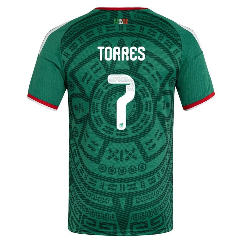 Danxen Barn Mexiko Christian Torres #7 Grön Vit Röd Hemmatröja Matchtröjor 26-28 Tröjor T-Tröja