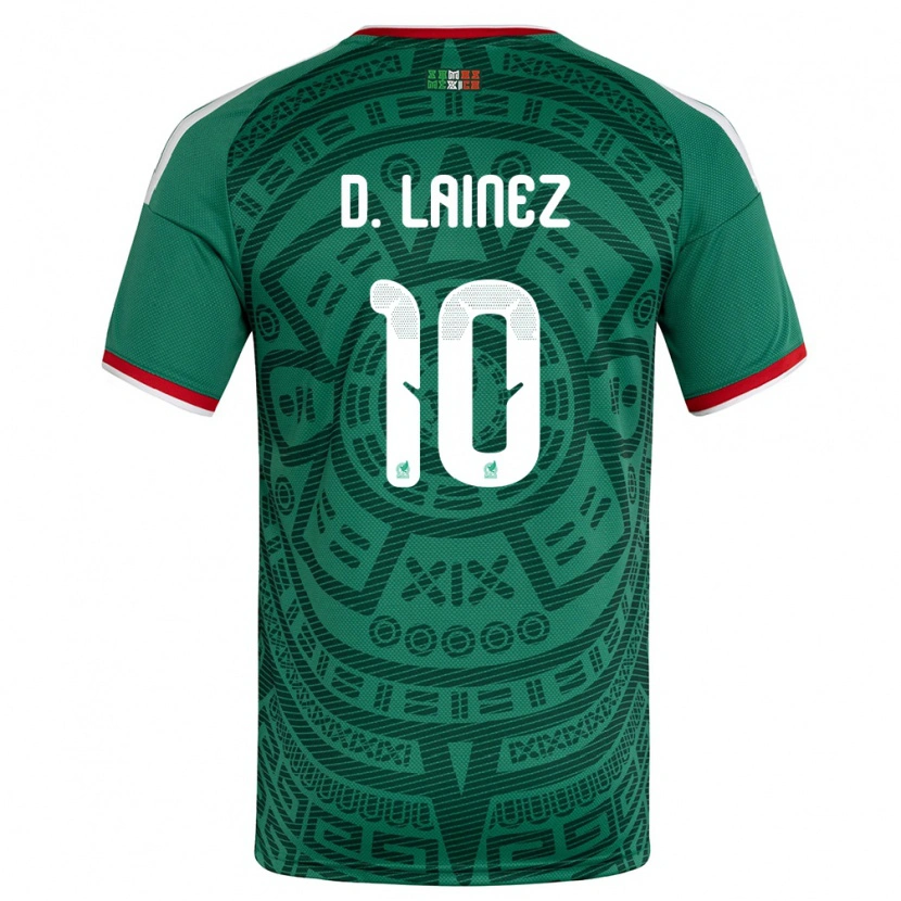 Danxen Barn Mexiko Diego Lainez #10 Grön Vit Röd Hemmatröja Matchtröjor 26-28 Tröjor T-Tröja