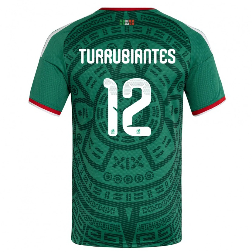 Danxen Barn Mexiko Abdon Turrubiates #12 Grön Vit Röd Hemmatröja Matchtröjor 26-28 Tröjor T-Tröja