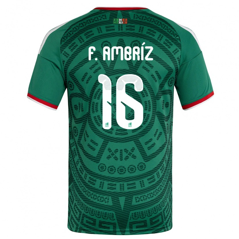 Danxen Barn Mexiko Fidel Ambríz #16 Grön Vit Röd Hemmatröja Matchtröjor 26-28 Tröjor T-Tröja