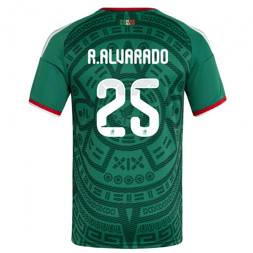 Danxen Barn Mexiko Roberto Alvarado #25 Grön Vit Röd Hemmatröja Matchtröjor 26-28 Tröjor T-Tröja
