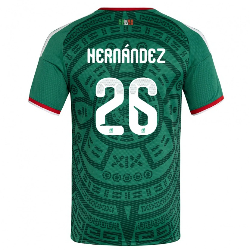 Danxen Barn Mexiko Nicolette Hernandez #26 Grön Vit Röd Hemmatröja Matchtröjor 26-28 Tröjor T-Tröja