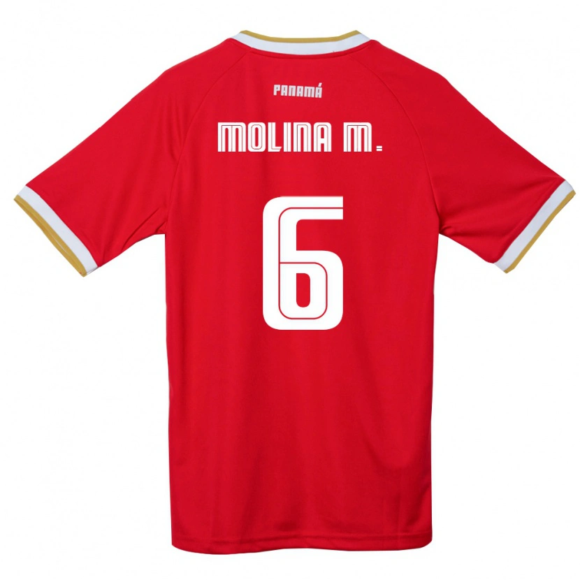 Danxen Barn Panama Mariana Molina #6 Röd Brun Vit Hemmatröja Matchtröjor 26-28 Tröjor T-Tröja