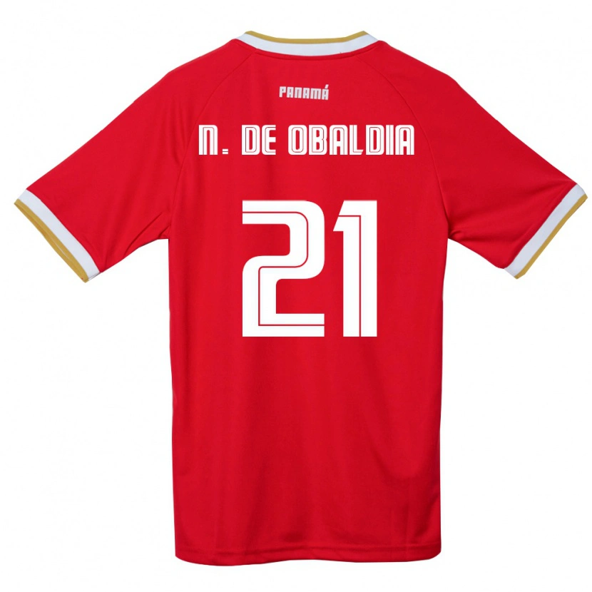 Danxen Barn Panama Nicole De Obaldía #21 Röd Brun Vit Hemmatröja Matchtröjor 26-28 Tröjor T-Tröja