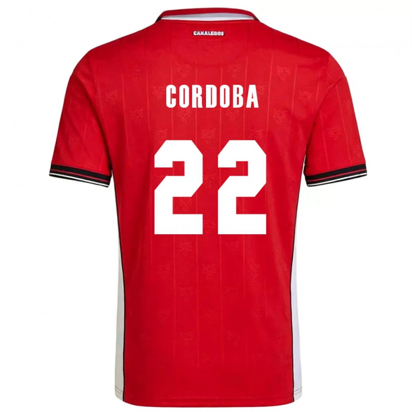 Danxen Barn Panama Farissa Córdoba #22 Röd Brun Vit Hemmatröja Matchtröjor 26-28 Tröjor T-Tröja