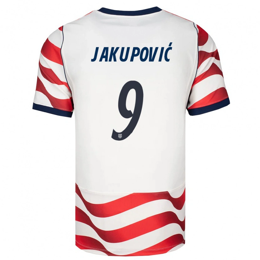 Danxen Barn Usa Malik Jakupović #9 Röd Vit Svart Hemmatröja Matchtröjor 26-28 Tröjor T-Tröja