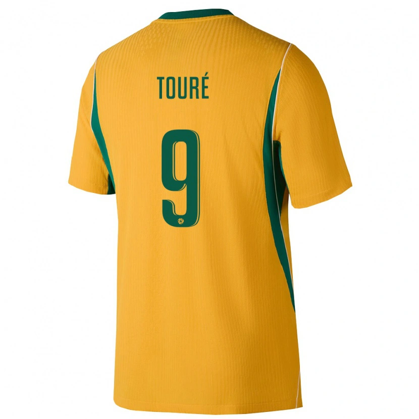 Danxen Barn Australien Mohamed Touré #9 Gul Grön Hemmatröja Matchtröjor 26-28 Tröjor T-Tröja